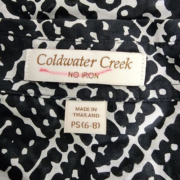 Coldwater Creek Top Womens Petites Small PS Lightweight No Iron Button Printed - Picture 8 of 10